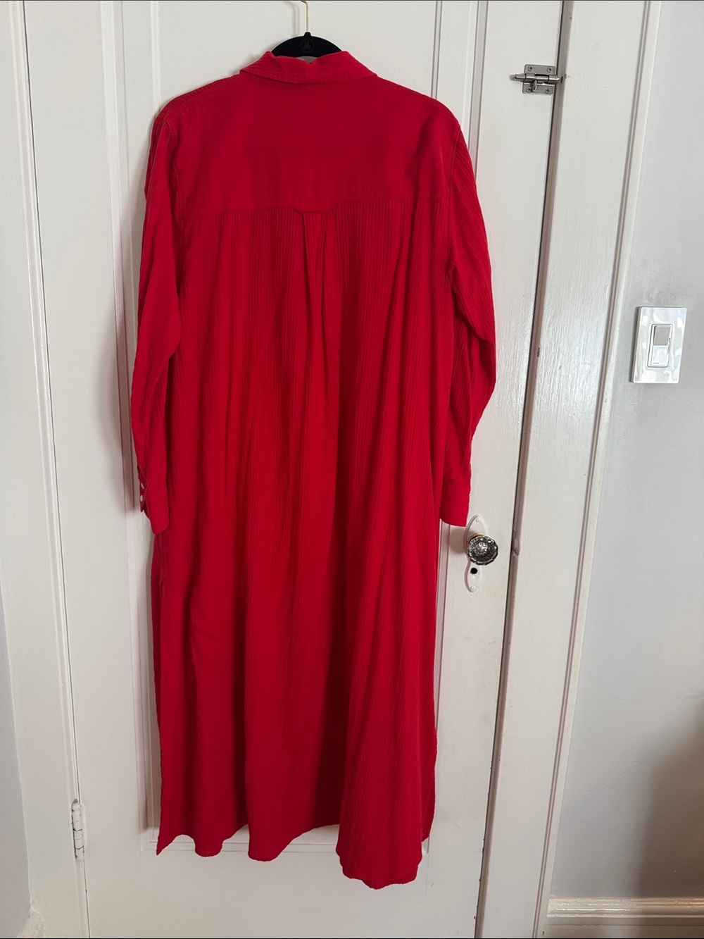 J. Crew Vibrant Red Long Sleeve Button-Front Shirt Dress - Picture 4 of 8
